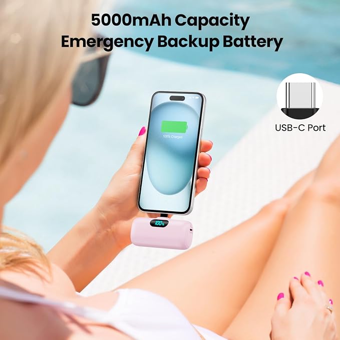 Mini Portable Charger USB C Power Bank, Upgraded 5000mAh PD Fast Charging - Image 4