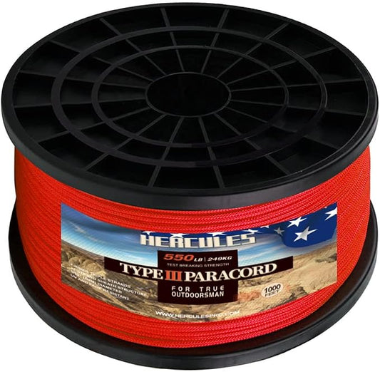 HERCULES Type III Paracord 550 Paracord Rope Parachute Cord, Survival Rope by HERCULES