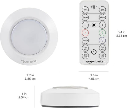 Amazon Basics LED Puck Lights, Color Changing, Battery Operated, IR Remote - Image 6