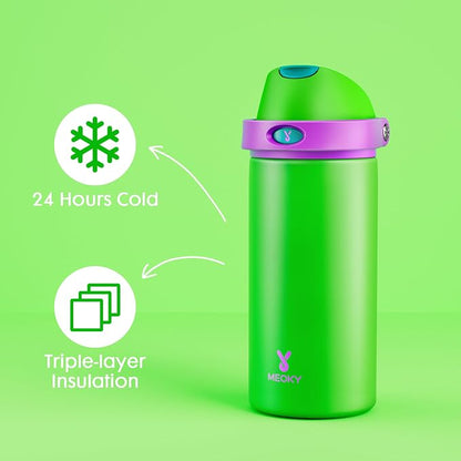 18 oz Kids Water Bottle for School: Meoky 18 oz Stainless Steel Insulated Water - Image 3