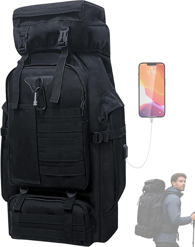 80L Camping Hiking Backpack, Large Military Tactical Backpack by Vaupan
