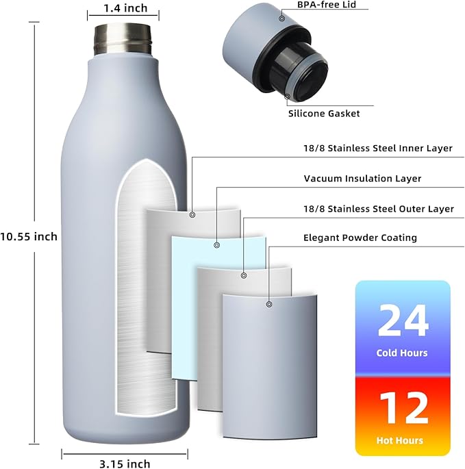 BJPKPK Insulated Water Bottles, 25 oz Stainless Steel Metal Water Bottle - Image 3