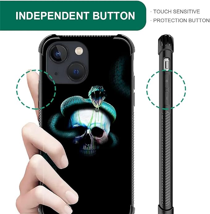 for iPhone 14 Plus Case, Skeleton Winding Snake Pattern Graphic Design Girl Boy - Image 4
