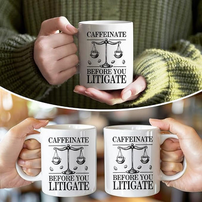RZHV Caffeinate Before You Litigate 11 Oz Novelty Mug, Funny Coffee Bean - Image 5