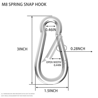 Carabiner, Heavy Duty Galvanized Steel Spring Snap Hook Carabiner Clips - Image 2