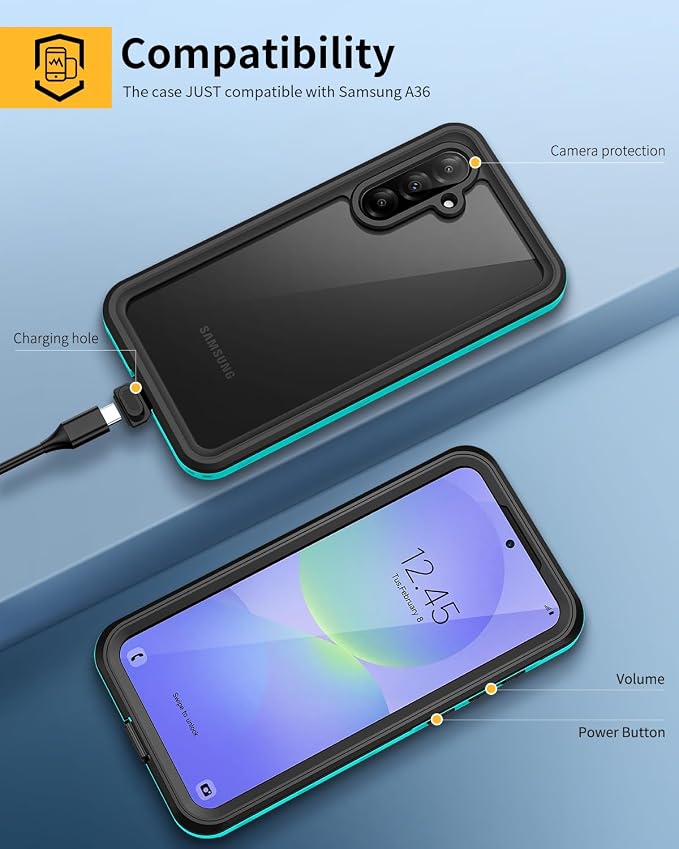 Lanhiem for Samsung Galaxy A36 Phone Case, IP68 Waterproof Dustproof, Built-in - Image 6