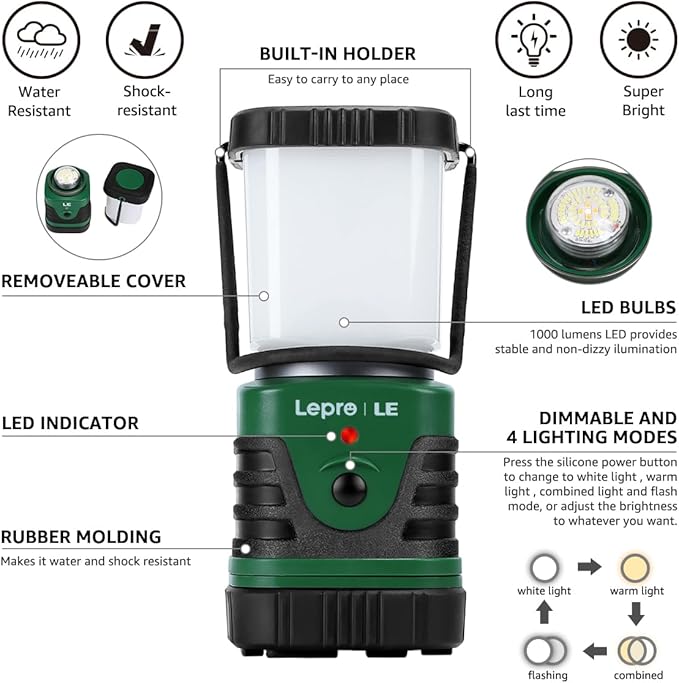 Lighting EVER 1000LM LED Camping Lantern Rechargeable, 4400mAh Power Bank - Image 9