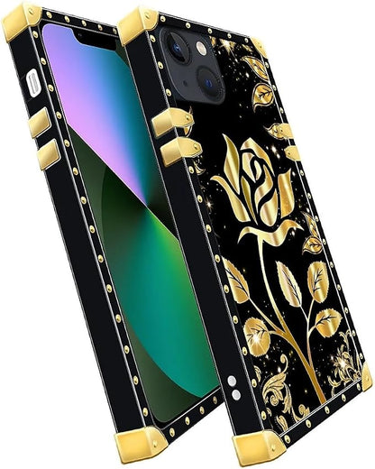 Compatible with iPhone 13 Case, Shine Gold Rose Luxury Golden Decoration - Image 3