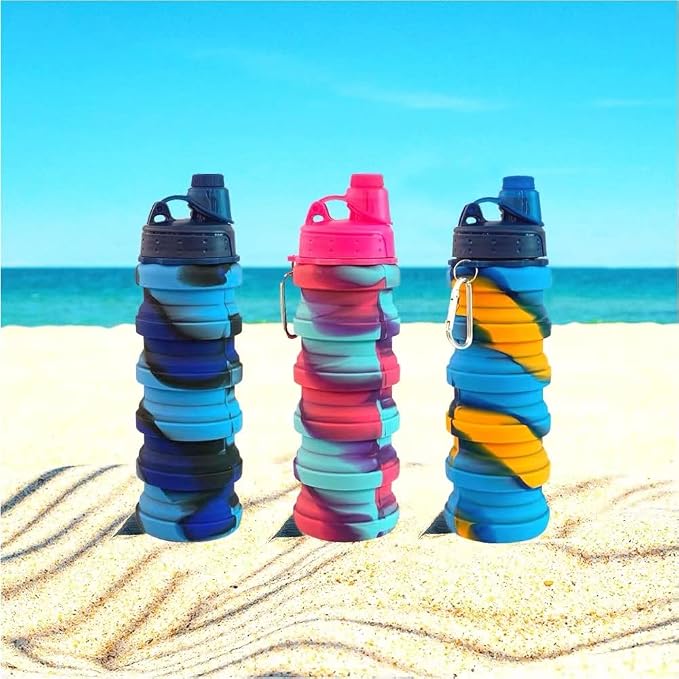 Collapsible Water Bottles 3 pack Travel Water Bottle Portable Hiking Water - Image 7