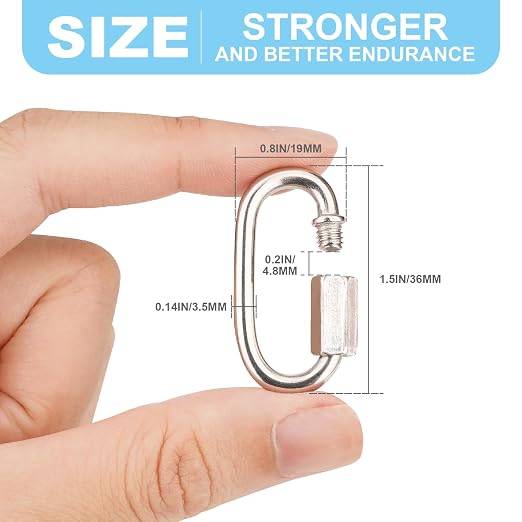 10 Pcs 1.5 Inch 316 Heavy Duty Stainless Steel Chain Quick Links, 175 Lbs - Image 2
