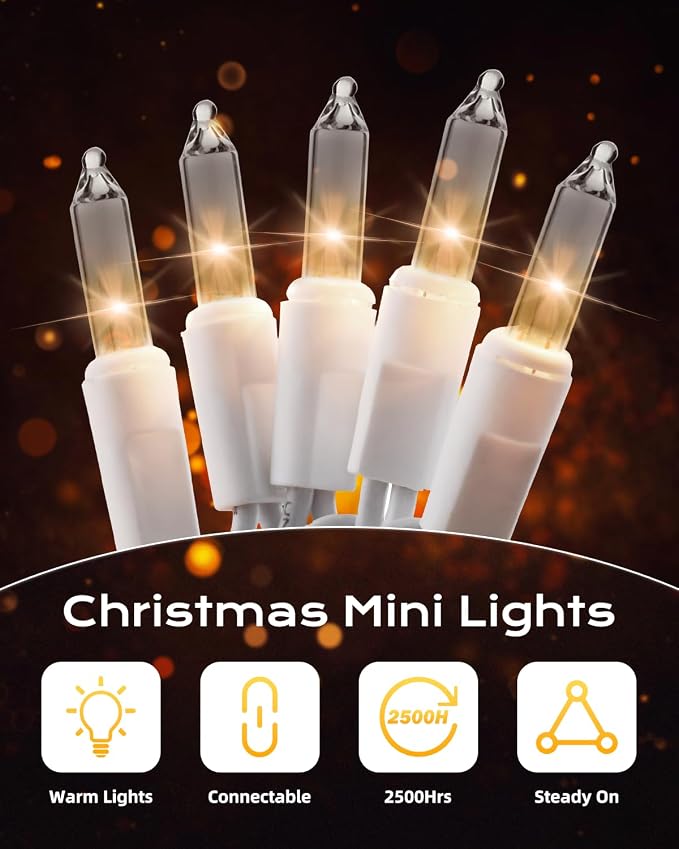 Brightown Christmas Lights, 100-Count 20ft Clear Incandescent Bulb Mini String - Image 6