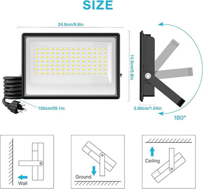 Olafus 2 Pack 150W LED Flood Light Outdoor, 15000LM Super Bright Work Lights - Image 9