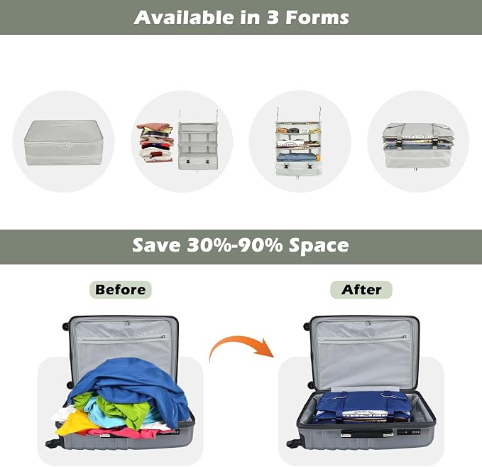 Surblue Hanging Closet Storage Bag Collapsible 3-Shelf Washable Oxford Fabric - Image 4