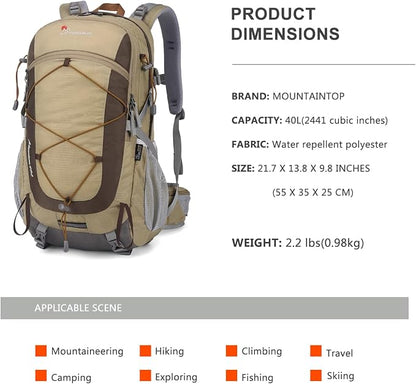 MOUNTAINTOP 25L/40L Hiking Backpack, Lightweight Travel Backpack - Image 2