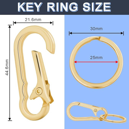 4Pack Small Keychain Rings, Metal Key Carabiner Clip, Mini EDC Key Ring Chain - Image 2