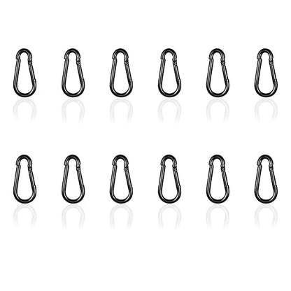 Black Carabiner, Heavy Duty Galvanized Steel Spring Snap Hook Carabiner Clips by High-PQ