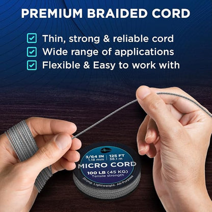 TECEUM Micro Paracord – 1.18 mm X 125 ft – Micro Utility Cord – Thin Braided - Image 3