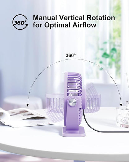TriPole Desk Fan USB Powered Mini Portable Fan 3 Speeds Strong Airflow Small - Image 4