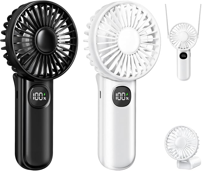 Portable Fan, Handheld Fans 2-Pack, 180° Foldable Hand Held Fan by XIGMER
