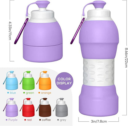 Collapsible Lightweight 20oz Water Bottle, Food-Grade Silicone BPA Free - Image 3