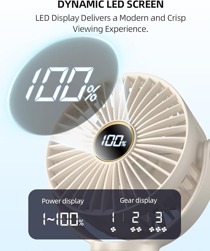 Portable Stroller Mini Fan, Small Rechargeable Personal Fan, Travel Essentials - Image 4
