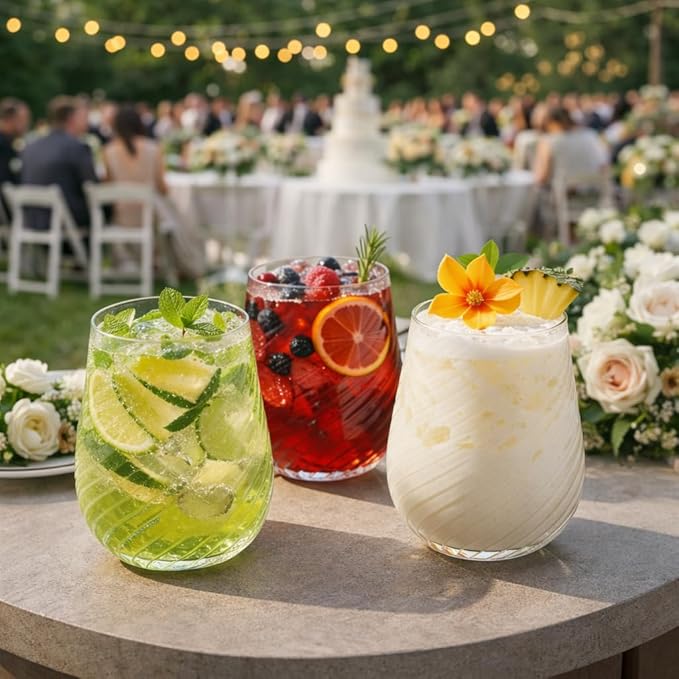 40 count 12 Ounce Cups Origami Ribbed Unbreakable Stemless Plastic Wine - Image 5