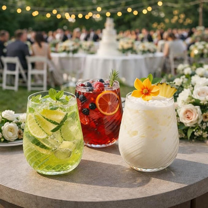 40 count 12 Ounce Cups Origami Ribbed Unbreakable Stemless Plastic Wine - Image 5