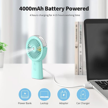 Otlonpe Handheld Misting Fan Portable, Small Personal Hand Held Rechargeable - Image 3