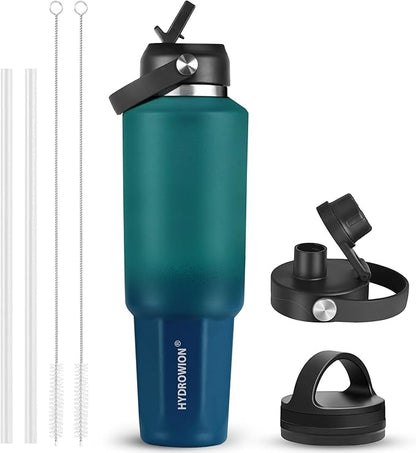 HYDROWION 40 oz Insulated Water Bottle, Car Water Bottle Holder by HYDROWION