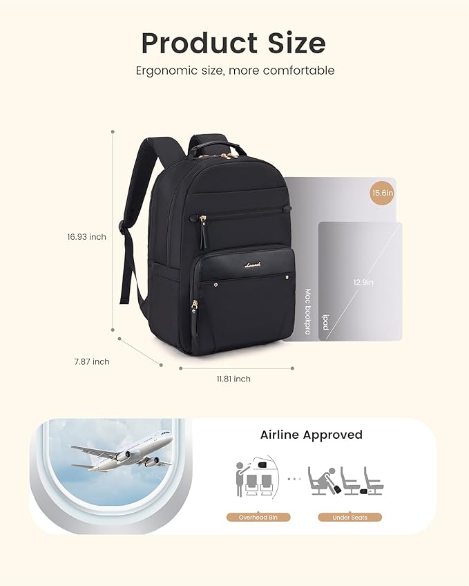 LOVEVOOK Laptop Backpack for Women, 15.6" Work Backpack Purse, Travel Personal - Image 4