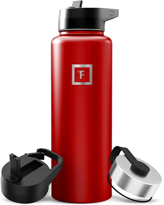 IRON °FLASK Camping & Hiking Hydration Flask - 40 oz Fire Red by IronFlask