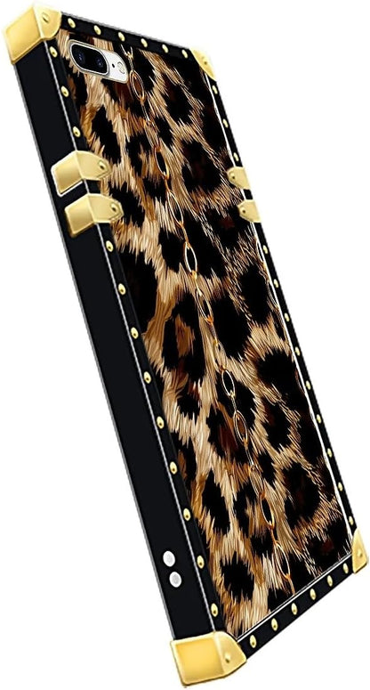 Compatible with iPhone 8 Plus 7 Plus Case, Seamless Gold Chain Leopard Luxury - Image 4