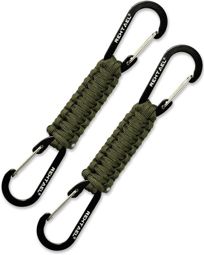 Paracord Braided Carabiner Keychain Lanyard Strap, Hanger Stroller Hook w/2 by REHTAEL