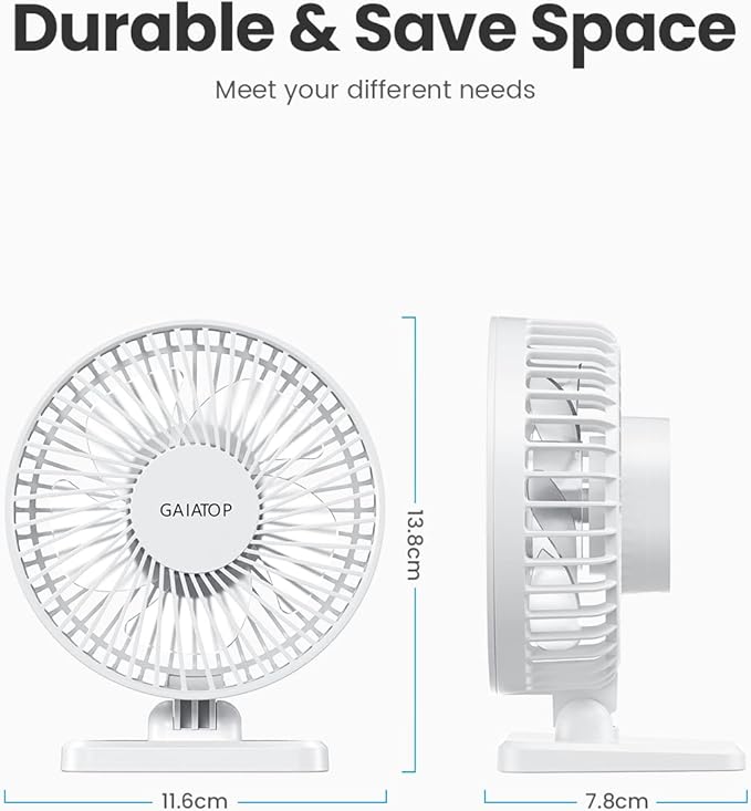 Gaiatop USB Desk Fan, Small But Powerful, Personal Portable Quiet 3 Speeds - Image 6