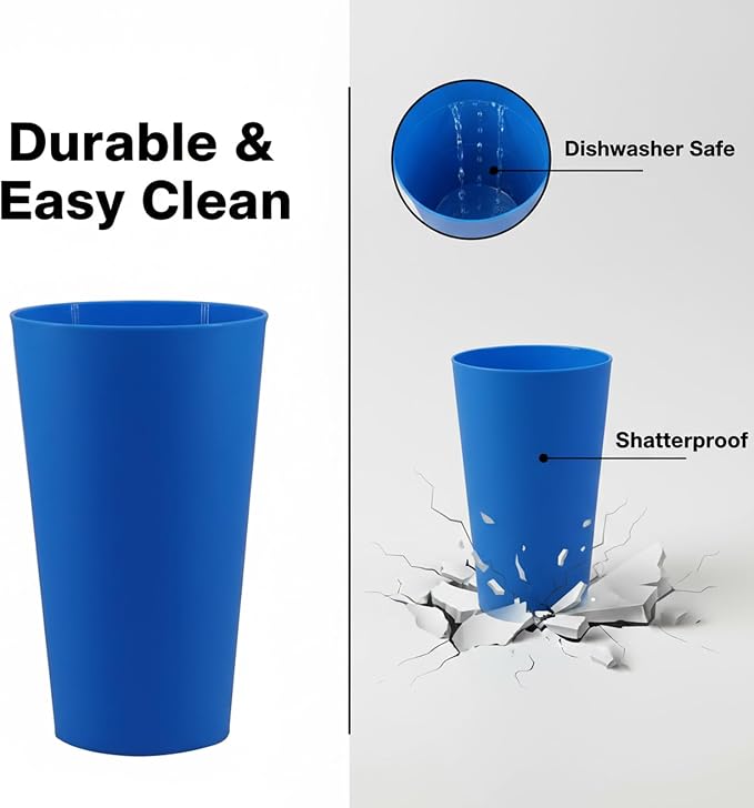 AOYITE 32 ounce Reusable Plastic Tumblers Set, BPA-Free and Dishwasher Safe - Image 2