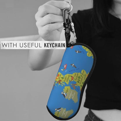 YANGqing United Kingdom Map Print Light Soft Shell Glasses Case Portable & - Image 6