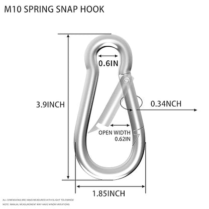 Carabiner, Heavy Duty Galvanized Steel Spring Snap Hook Carabiner Clips - Image 2