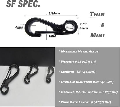 Mini Carabiner Clips with Metal Spring Wiregate Hook and Little Eye Hole - Image 2