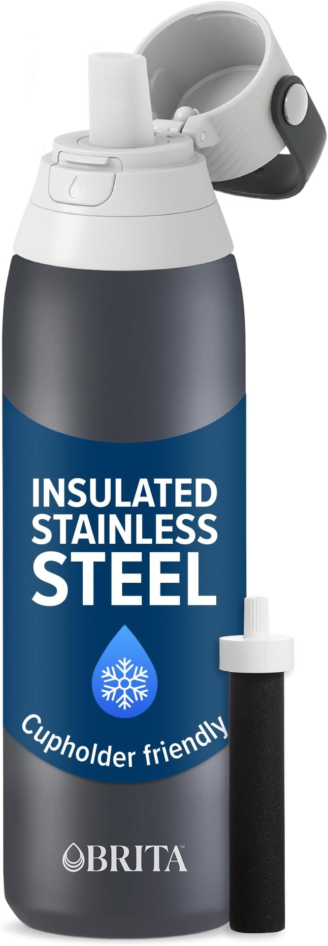 Brita Stainless Steel Premium Filtering Water Bottle, Replaces 300 Plastic by Brita
