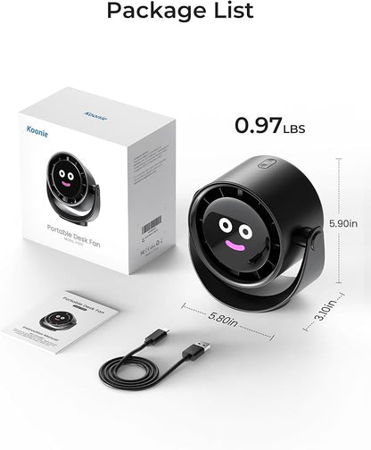 Koonie Desk Fan, LED Display Mini Table Fan, Rechargeable Personal Fan - Image 9