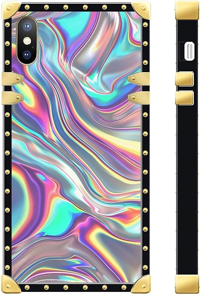 Compatible with iPhone XR Case, Holographic Abstract Iridescent Textures Luxury - Image 3