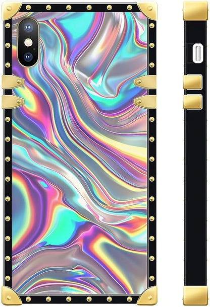 Compatible with iPhone XR Case, Holographic Abstract Iridescent Textures Luxury - Image 3