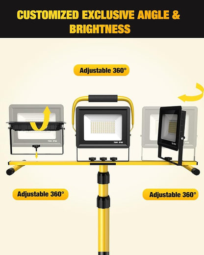 Upgraded LED Work Lights with Stand, 21000 Lumen, 3-Head Adjustable Work Light - Image 4