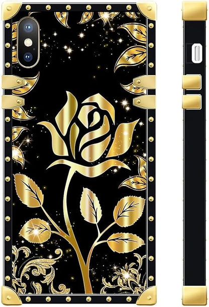 Compatible with iPhone Xs Max Case, Shine Gold Rose Luxury Golden Decoration - Image 3
