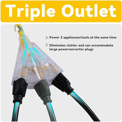 EP 10 Ft 12 Gauge Heavy Duty Extension Cord, 15A 125V 1875W, 3 Outlet - Image 3