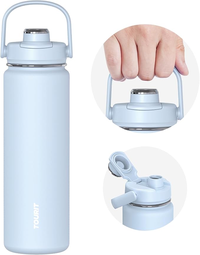 TOURIT 24 oz Insulated Water Bottle, Stainless Steel Sports Water Bottles by TOURIT