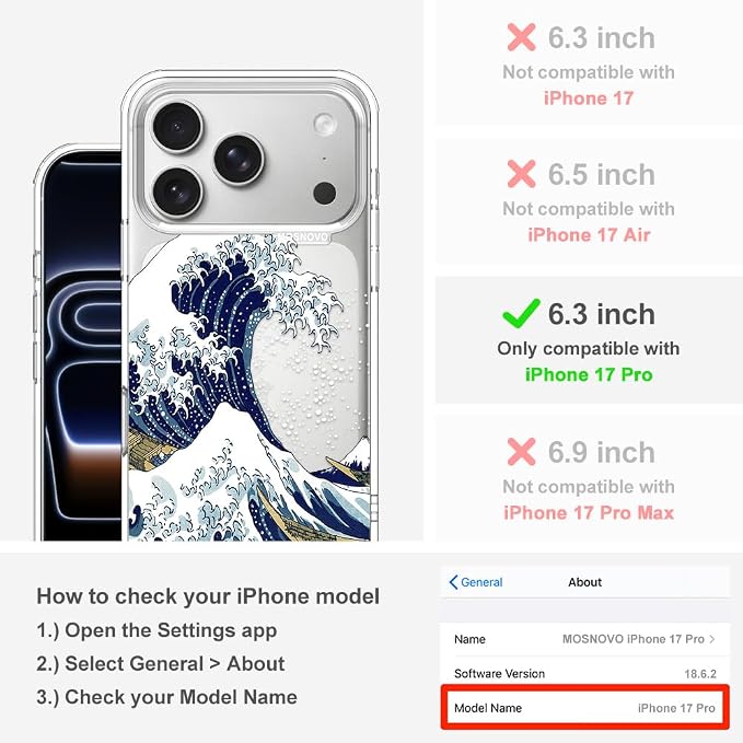 MOSNOVO for iPhone 17 Pro Case | Military Grade 6.6ft Drop Tested | Camera - Image 2