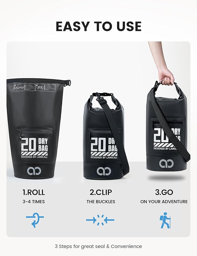 Lamicall Dry Bag Waterproof Backpack - 5L/10L/20L/30L/40L Large Water Proof Bag - Image 6