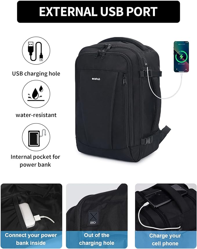 ECOHUB 17'' Small Travel Backpack, United Airlines Personal Item Bag - Image 3