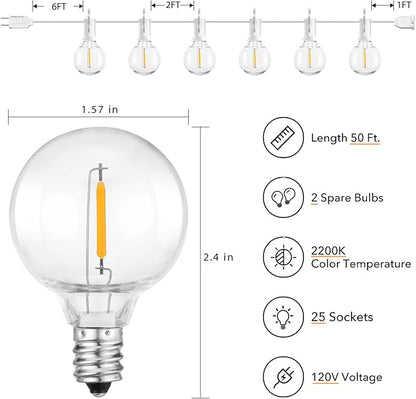 Brightown Outdoor String Lights, 50FT 25 G40 Bulbs Shatterproof Patio Lights - Image 2